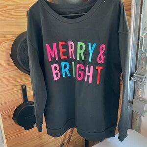 SHEIN Black and Red Crew Neck Sweater Festive Design